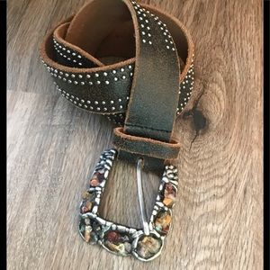 🌟💯AWESOME STONE BUCKLE 💯LEATHER BELT 🎄🎁